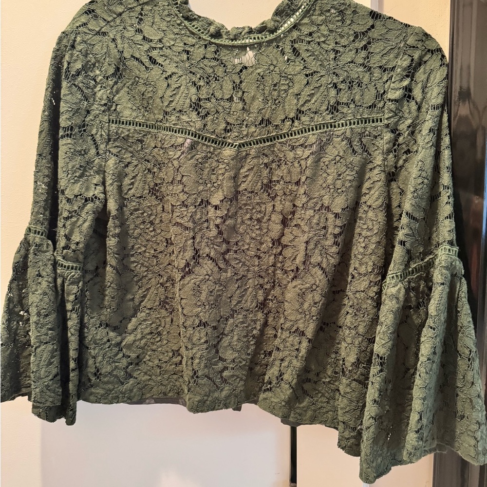 Jack by BB Dakota Green Lace Button-Up Blouse – Medium